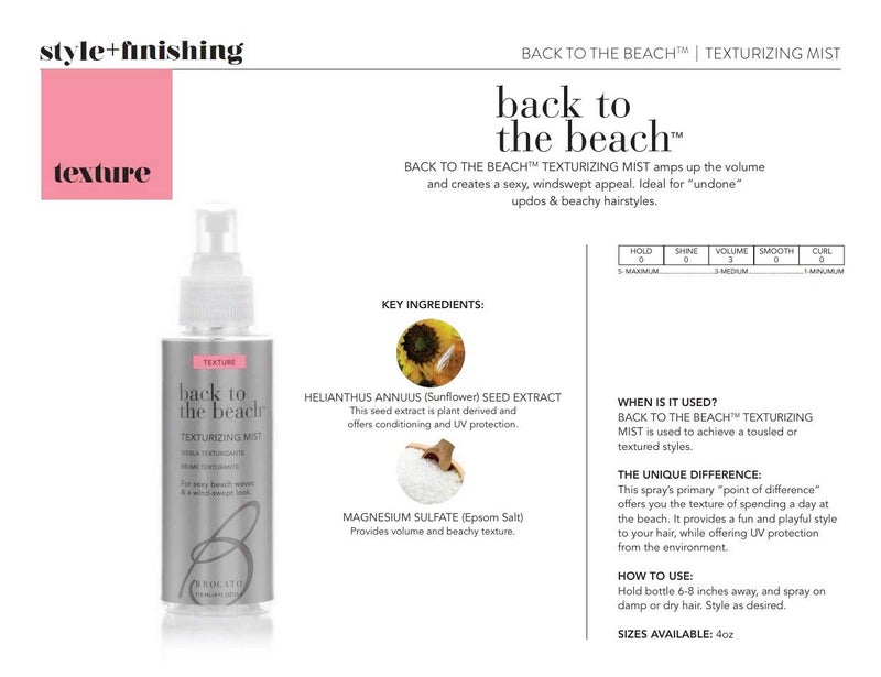Brocato Back to the Beach Texturizing Mist, 4 Oz. | Texture & Volume Hair Styling Spray for Women | For Beach Waves & A Wind-Swept Look - Image 1